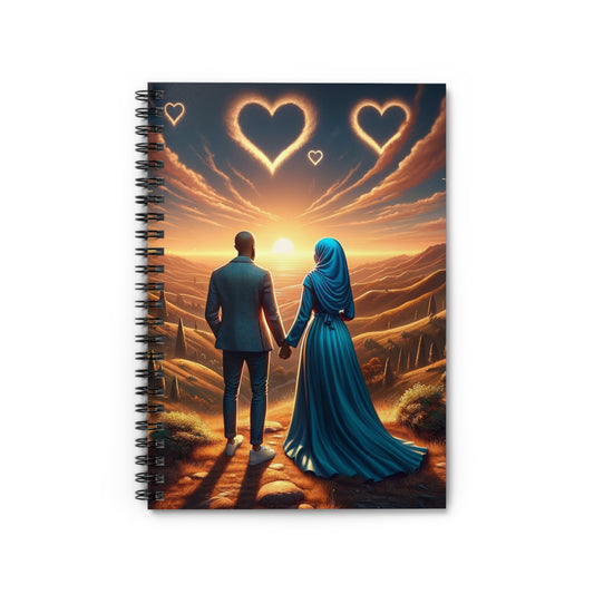 African American Muslim Couple Gold Hearts Notebook
