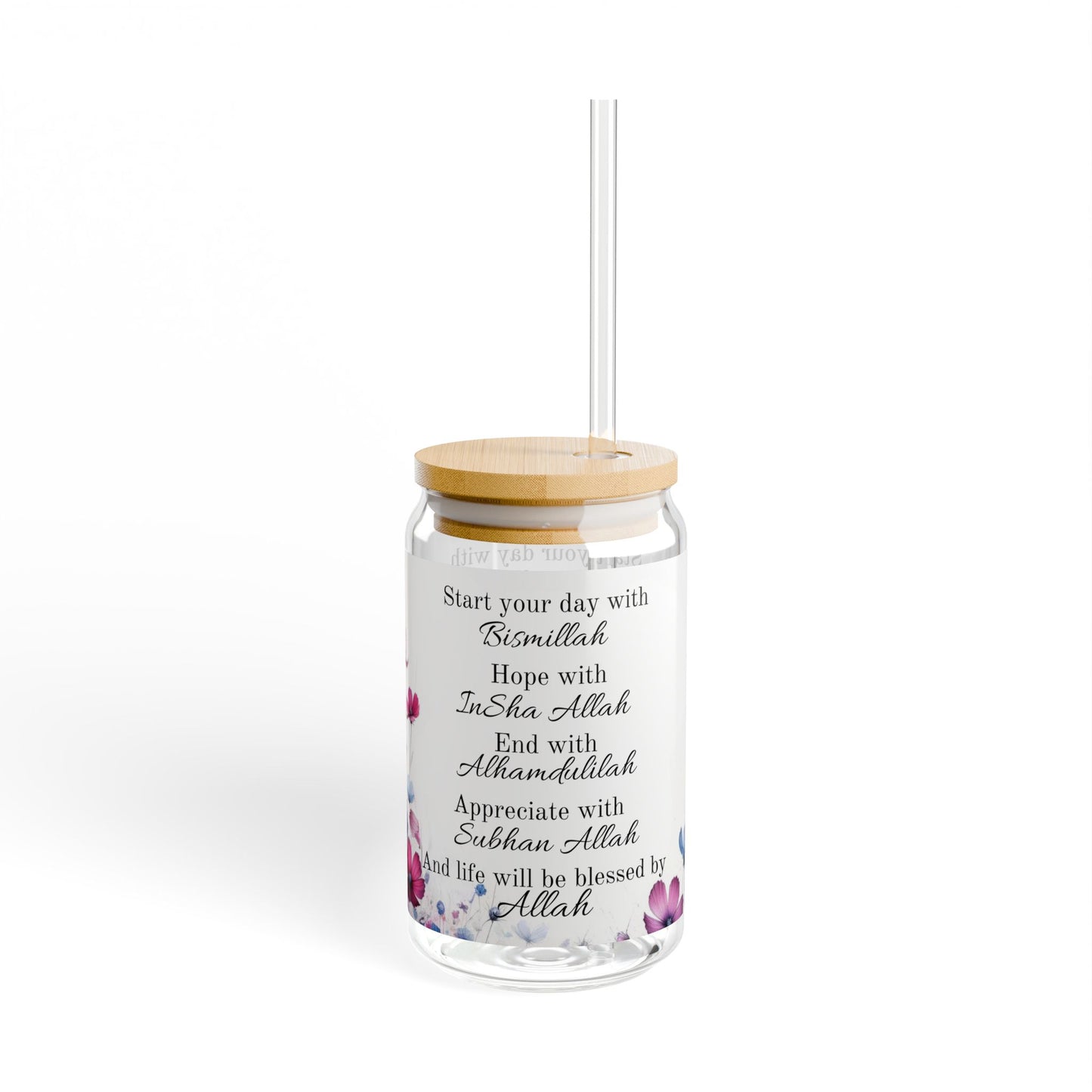 Islamic Motivational Floral Glass Sipper
