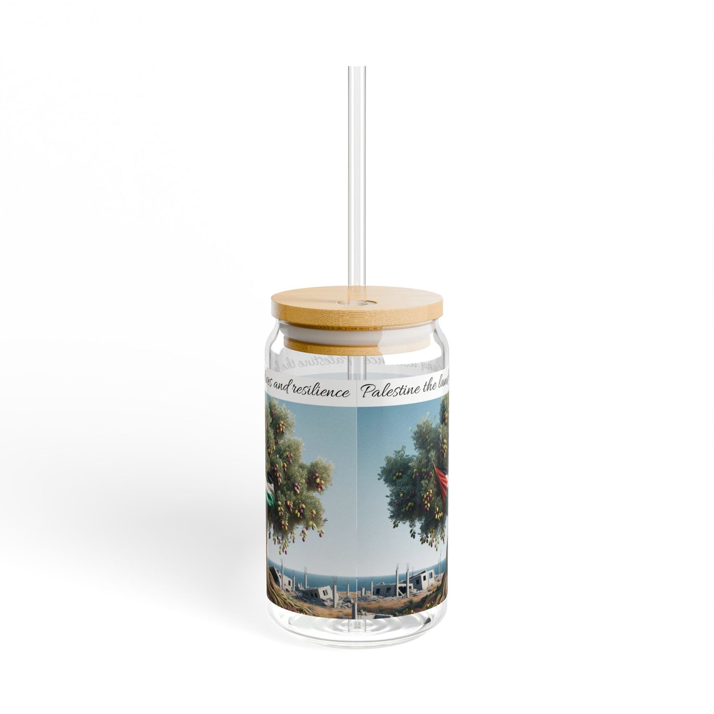 Palestine the land of olives and resistance glass sipper