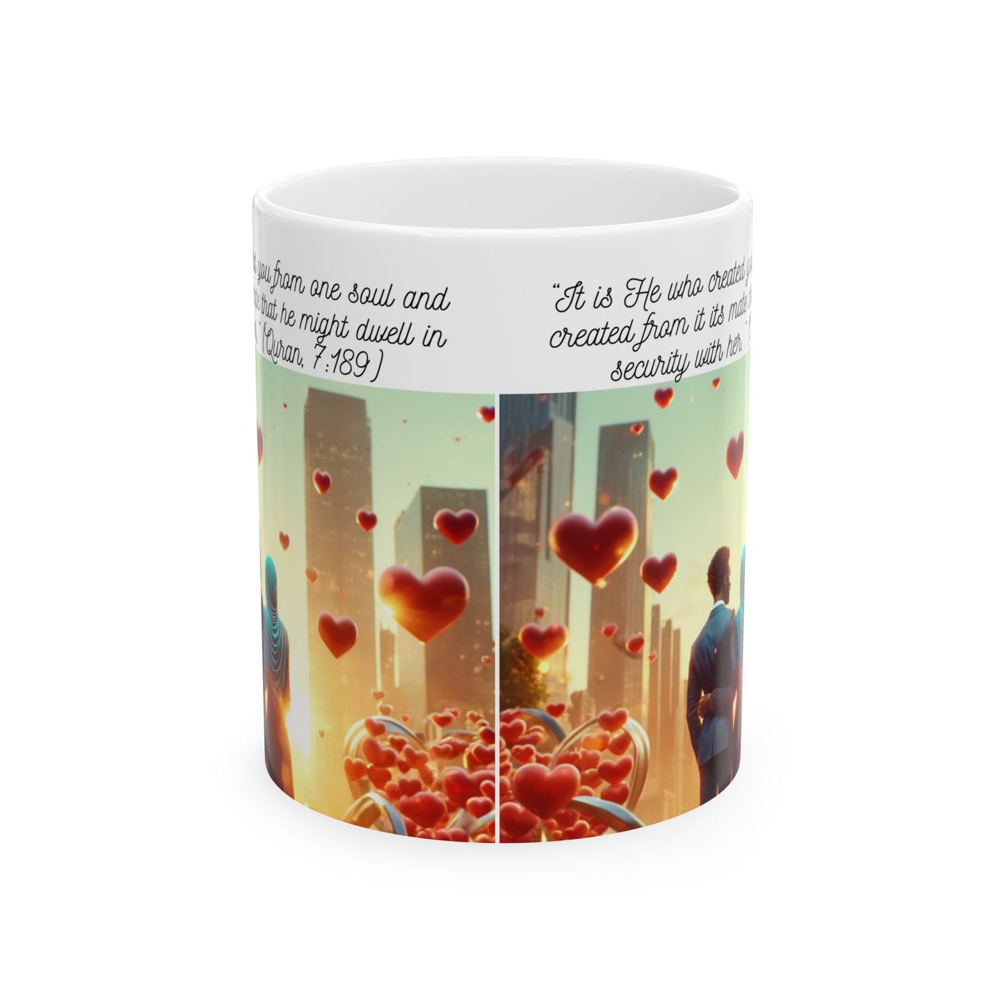 African American Muslim Couple Red Hearts Coffee Cup