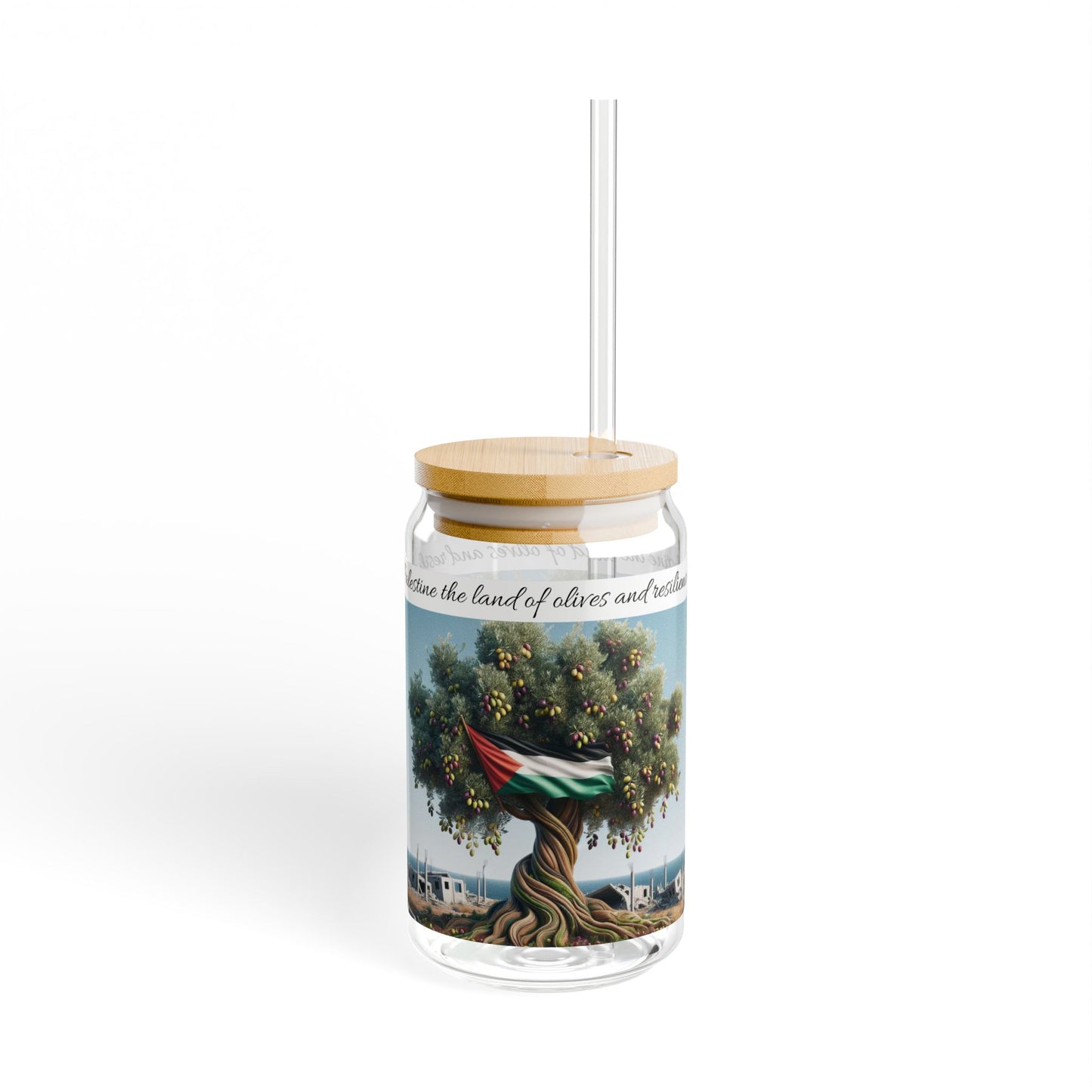 Palestine the land of olives and resistance glass sipper