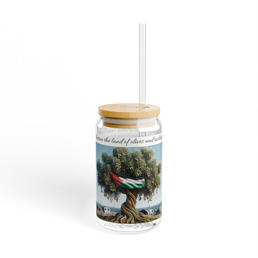 Palestine the land of olives and resistance glass sipper