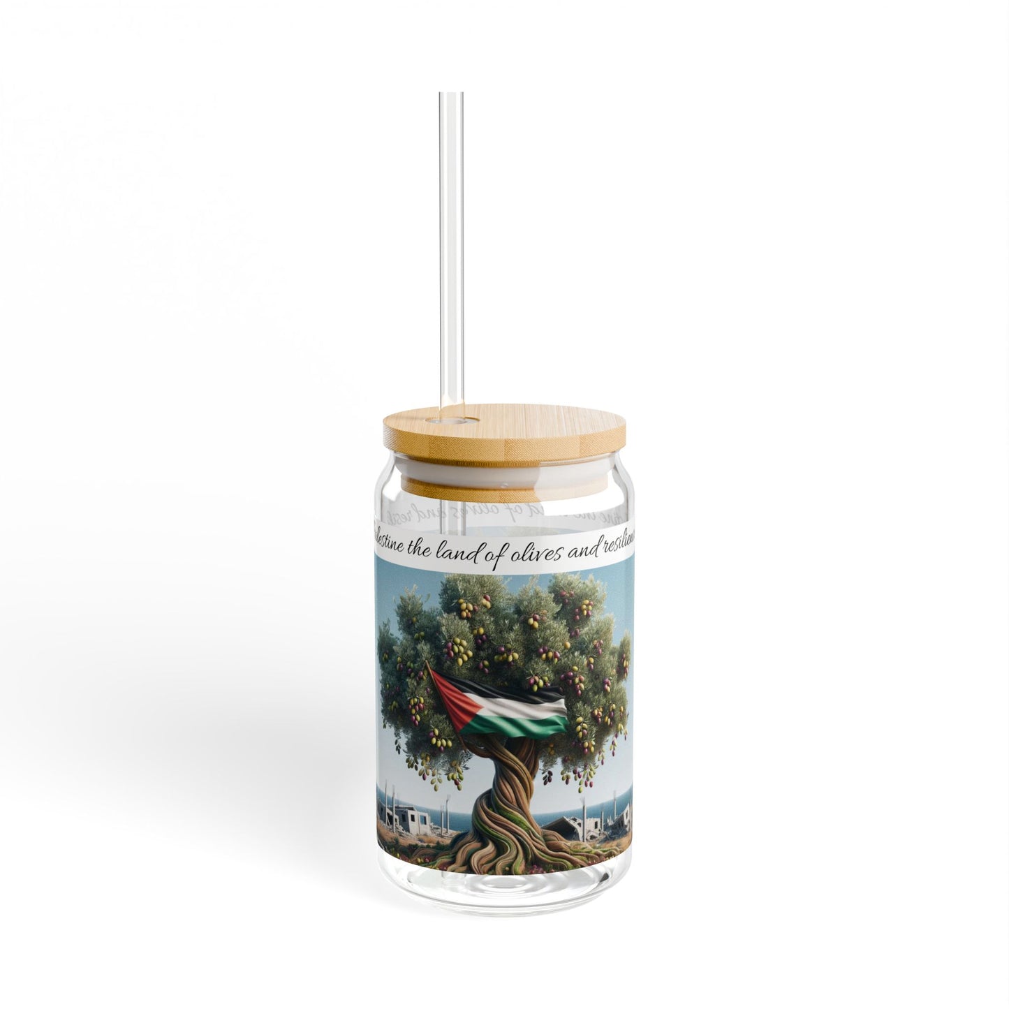 Palestine the land of olives and resistance glass sipper