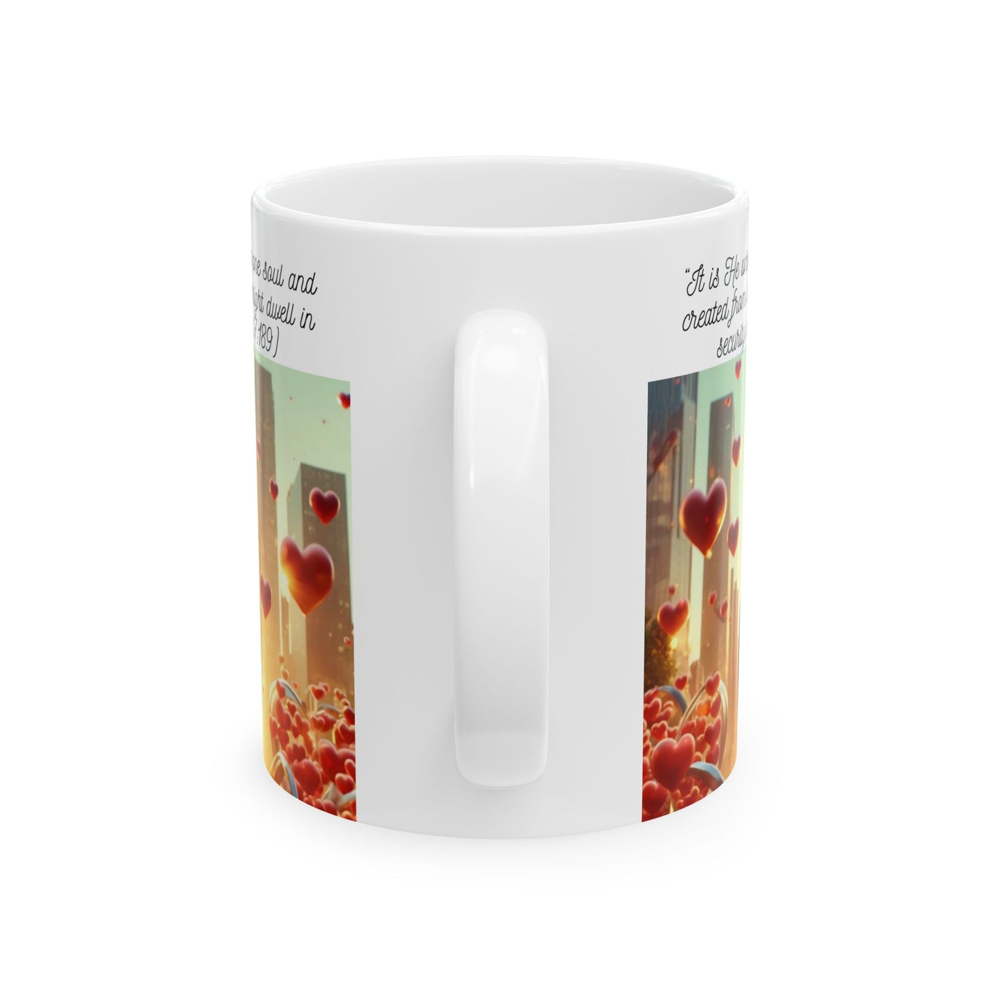 African American Muslim Couple Red Hearts Coffee Cup